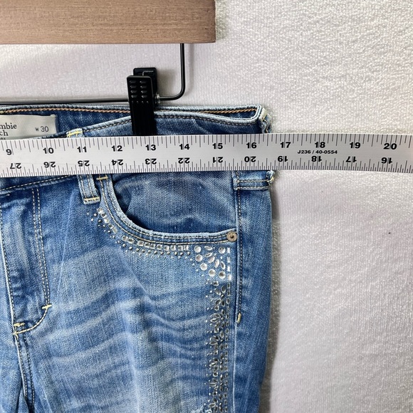 Abercrombie & Fitch Bling Crystal skinny Jeans Womens 10 Stretch Distressed 1987 - Picture 5 of 11